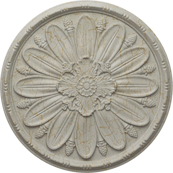 Ekena Millwork Fairfax Ceiling Medallion, Hand-Painted Pot of Cream Crackle, 29 7/8"OD x 1 3/8"P CM29FAPCC - main